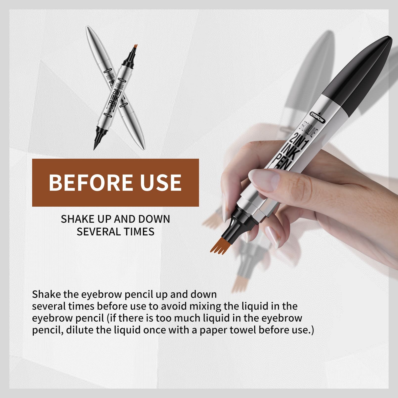 2 In 1 Microblading Eyebrow Pen, 4 Fork Tip,3D Waterproof Magic Eyebrow Pencil With Multifunctional Double Head Eyebrow Pencil With Eyeliner Pencil, Waterproof Long,light Brown,dark Brown,grey,black